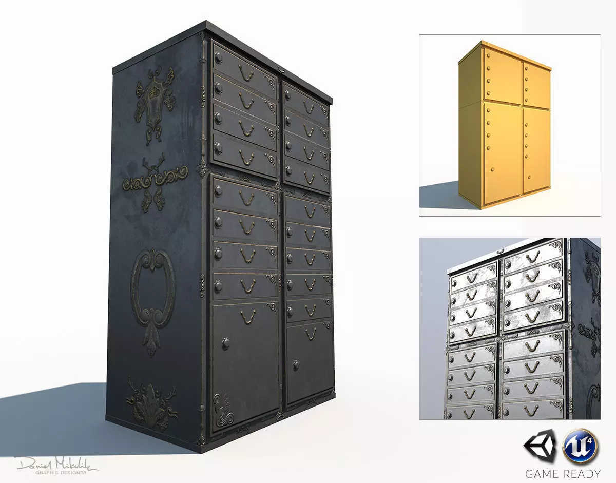 Ornament Mailbox Low Poly Pbr Low-poly 3D model_0