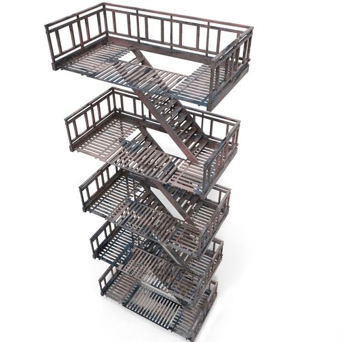 Fire escape -  game ready - pbr Low-poly 3D model 6