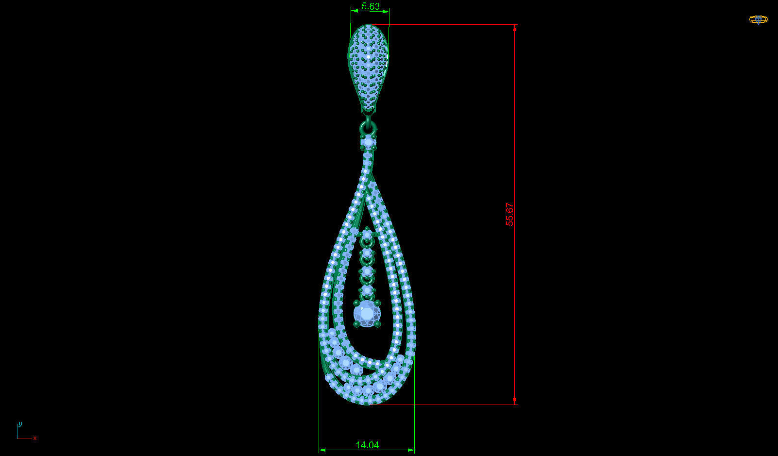 LUXURY MICROSETTING DIAMOND EARRINGS 3D print model_9