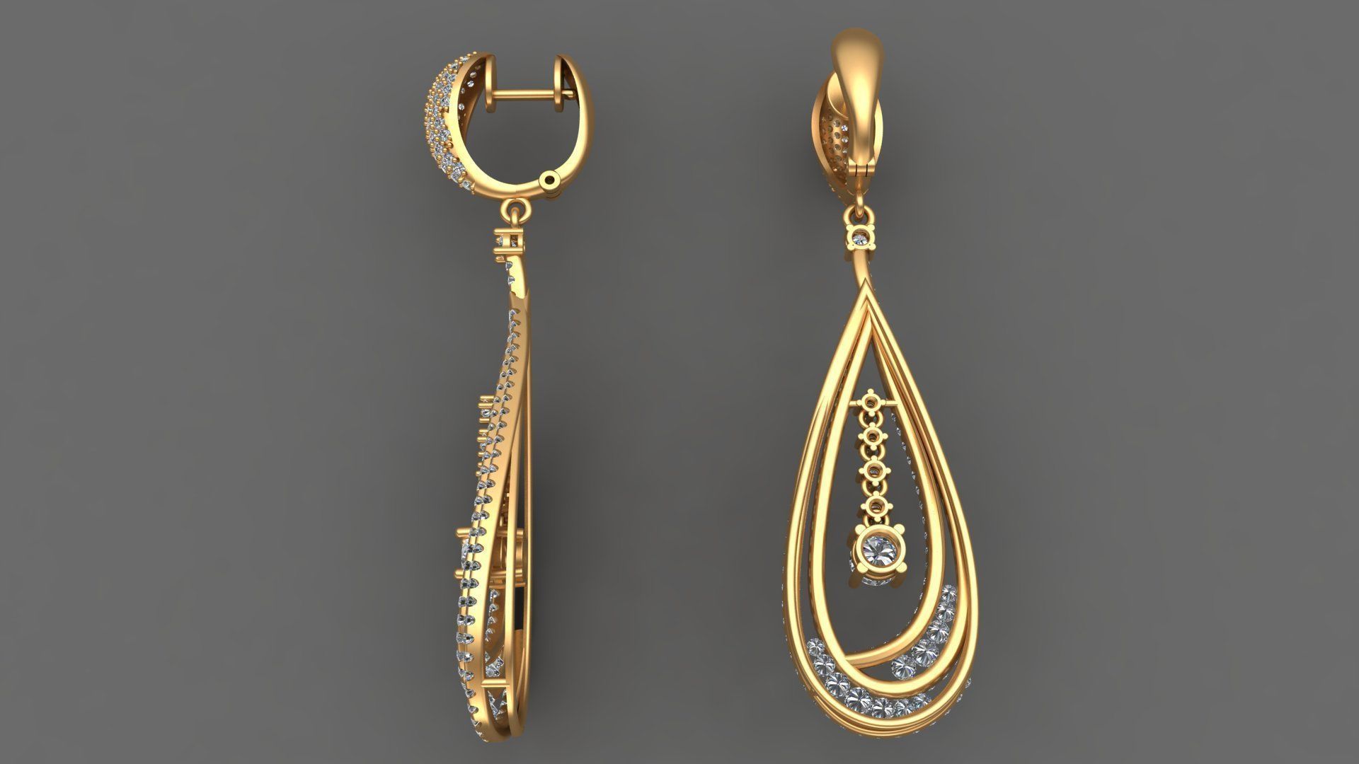 LUXURY MICROSETTING DIAMOND EARRINGS 3D print model_2