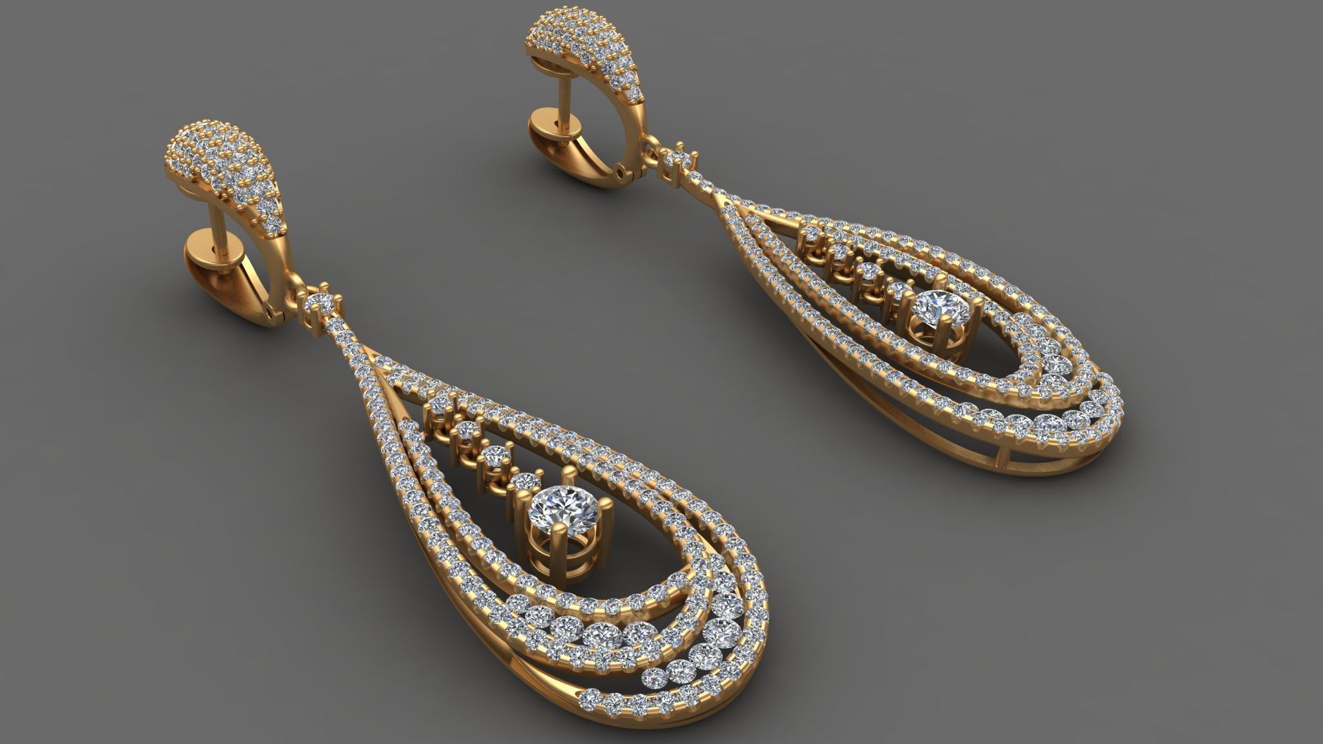 LUXURY MICROSETTING DIAMOND EARRINGS 3D print model_4