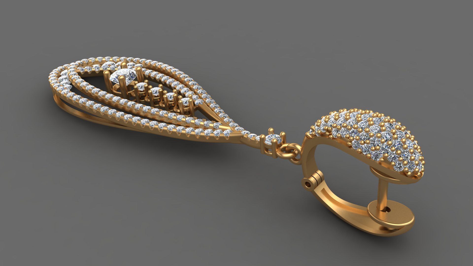 LUXURY MICROSETTING DIAMOND EARRINGS 3D print model_3