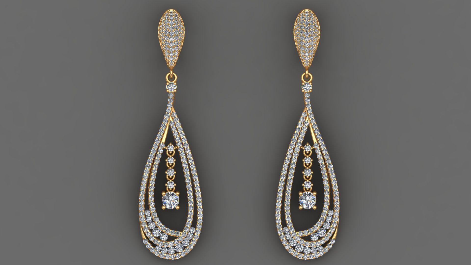 LUXURY MICROSETTING DIAMOND EARRINGS 3D print model_1