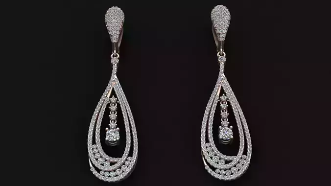 LUXURY MICROSETTING DIAMOND EARRINGS 3D print model