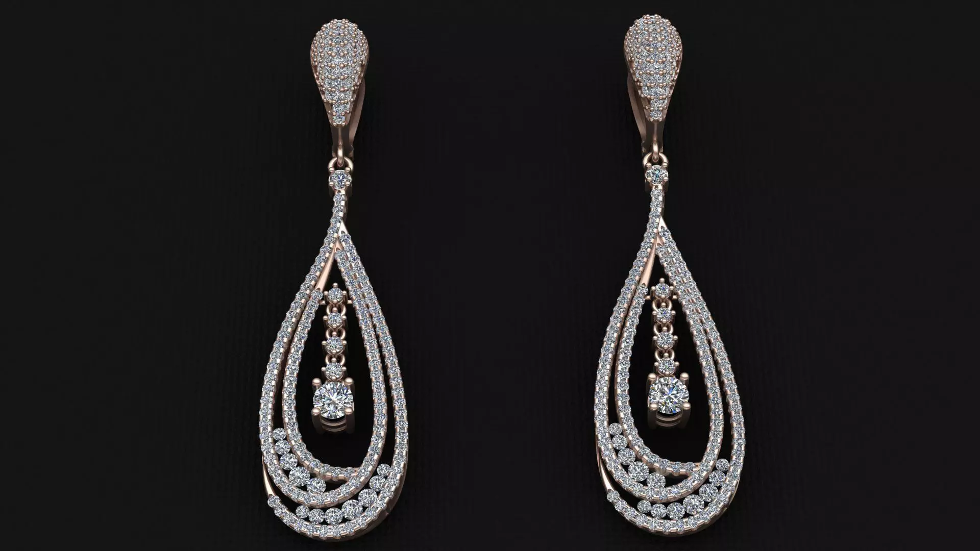LUXURY MICROSETTING DIAMOND EARRINGS 3D print model_0