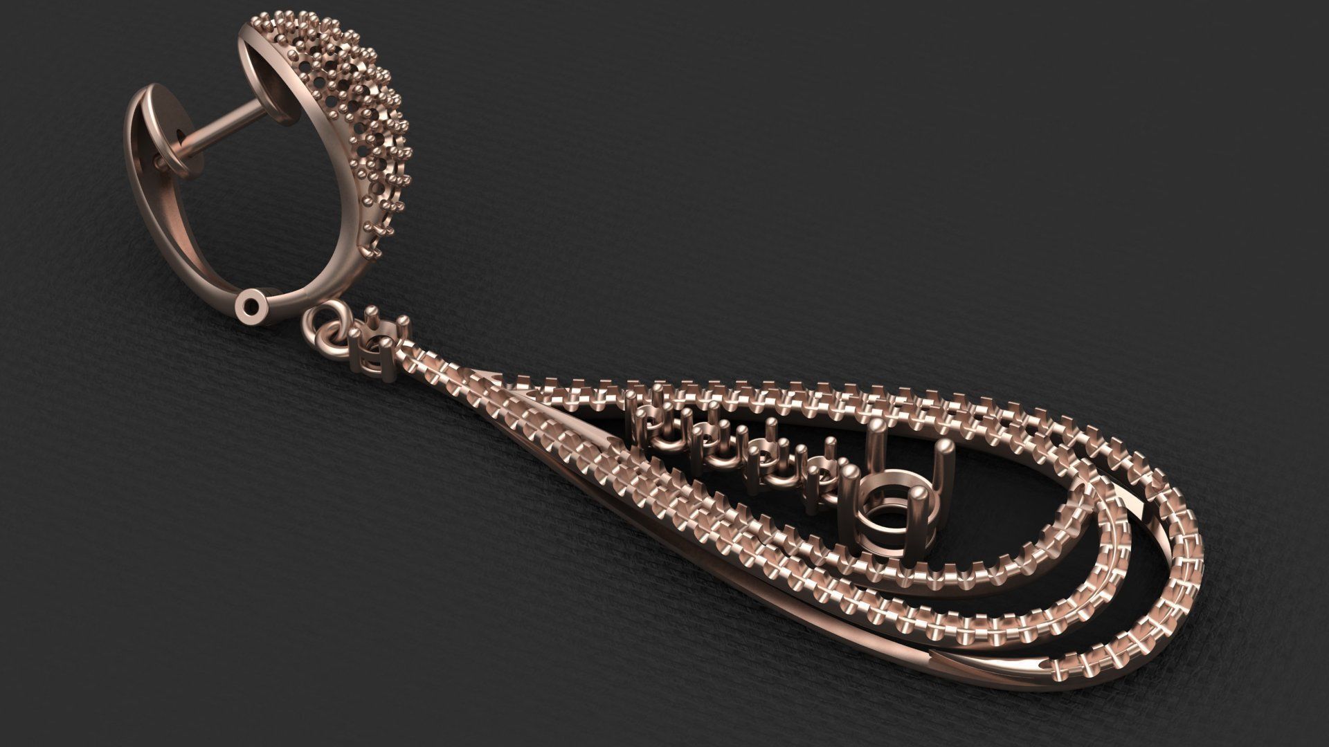 LUXURY MICROSETTING DIAMOND EARRINGS 3D print model_5