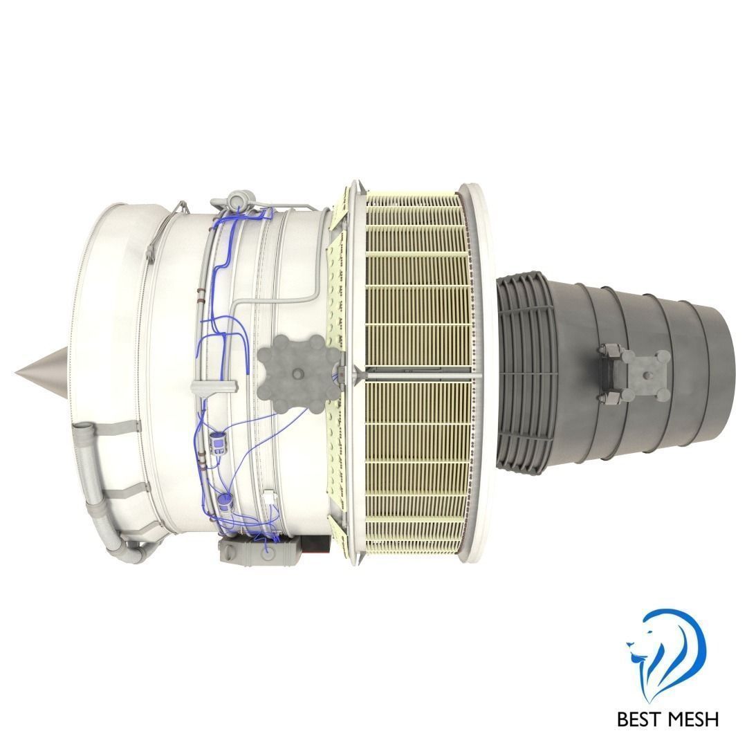 D-18T turbofan engine light 3D model_3