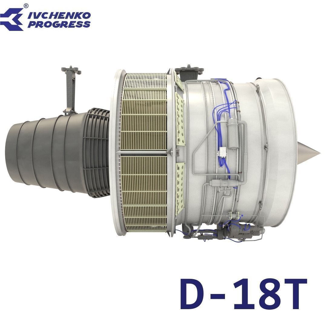 D-18T turbofan engine light 3D model_0