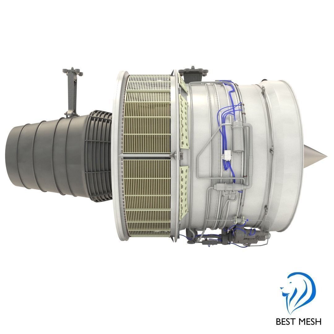 D-18T turbofan engine light 3D model_2