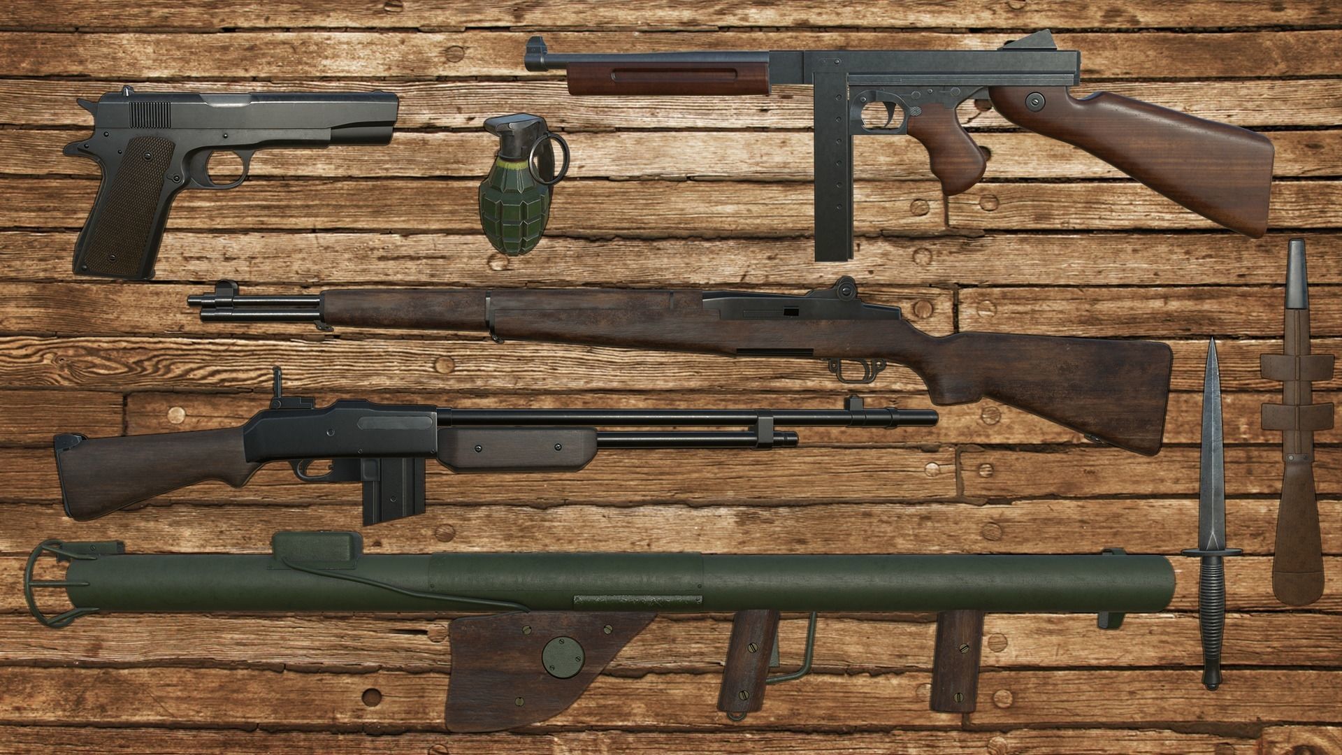 3D Model World War 2 Weapons Pack VR AR Low poly CGTrader All 