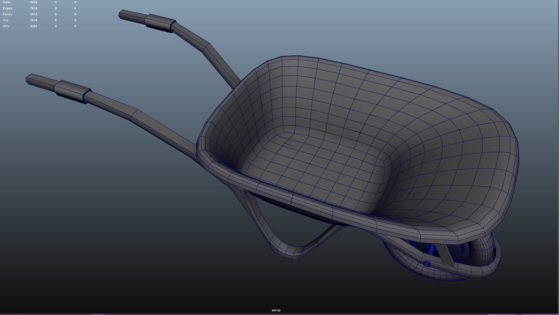 wheelbarrow Low-poly 3D model_3