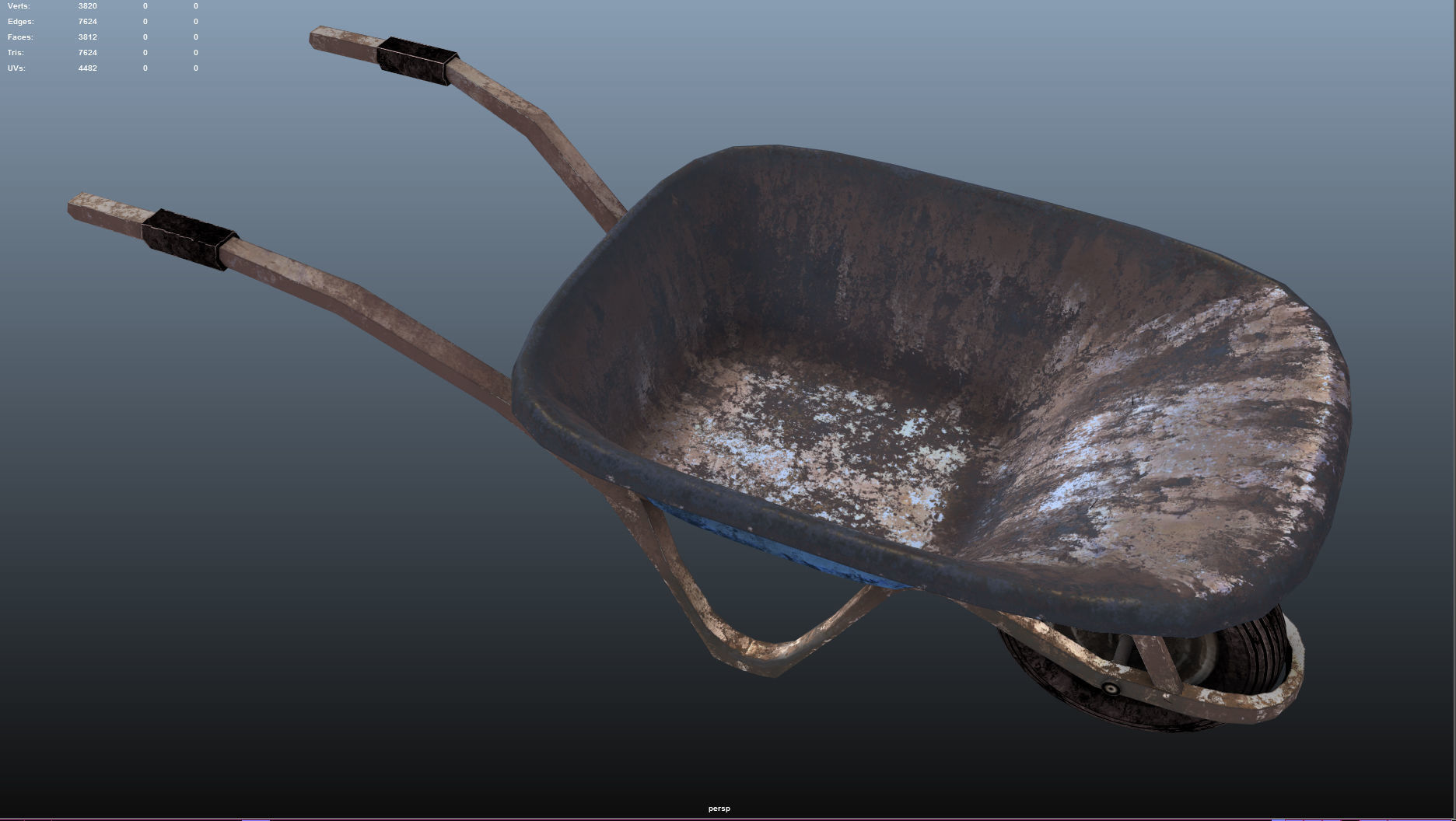 wheelbarrow Low-poly 3D model_5