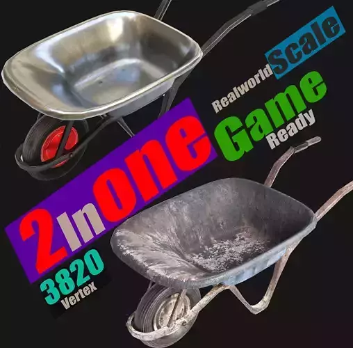 wheelbarrow Low-poly 3D model