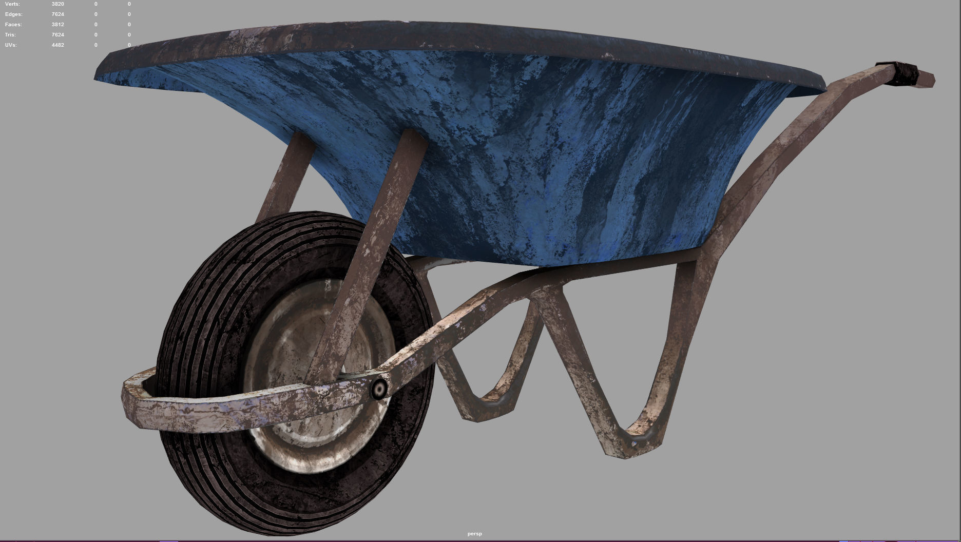 wheelbarrow Low-poly 3D model_16