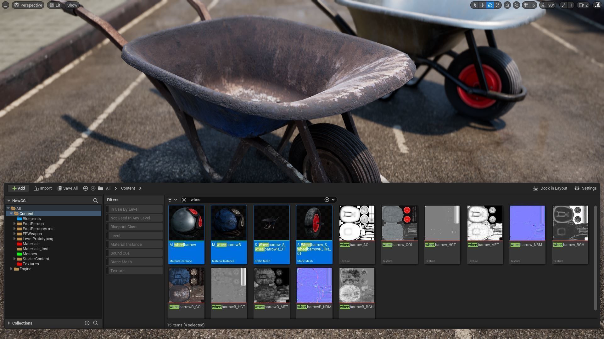 wheelbarrow Low-poly 3D model_1