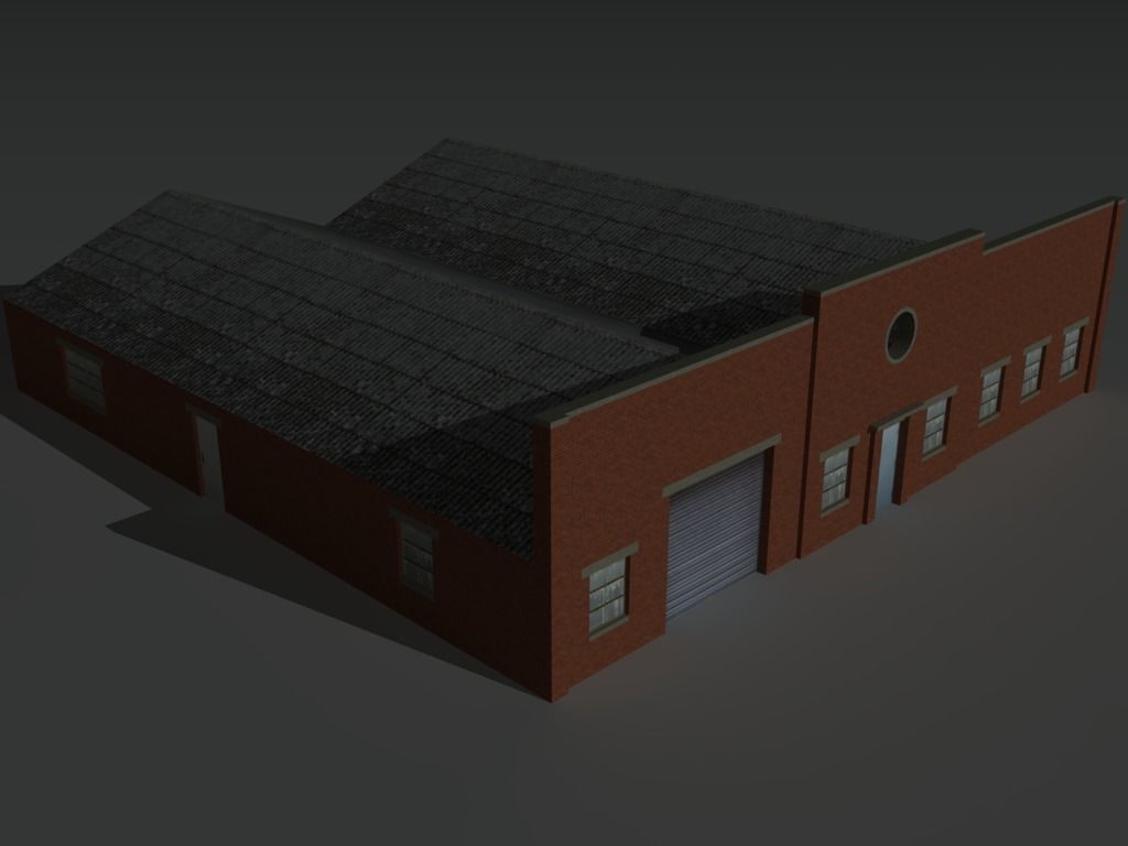 Factory Building Set 8 Low-poly 3D model_14