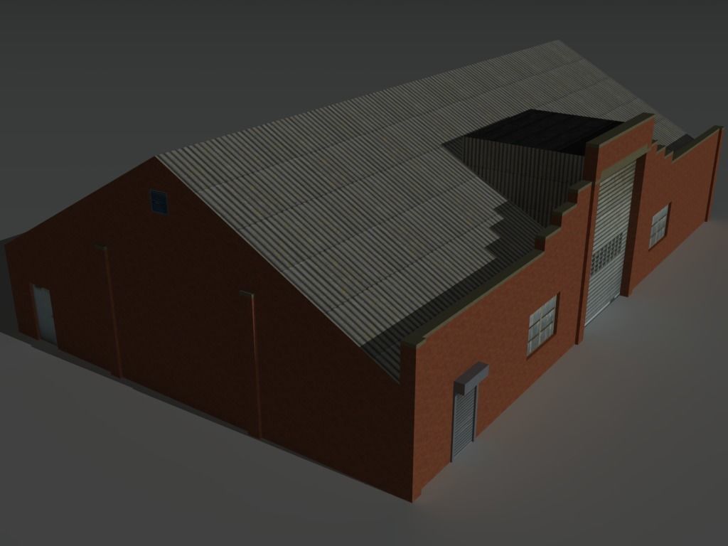 Factory Building Set 8 Low-poly 3D model_9