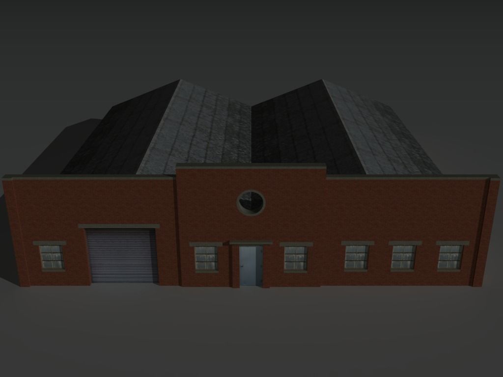 Factory Building Set 8 Low-poly 3D model_11