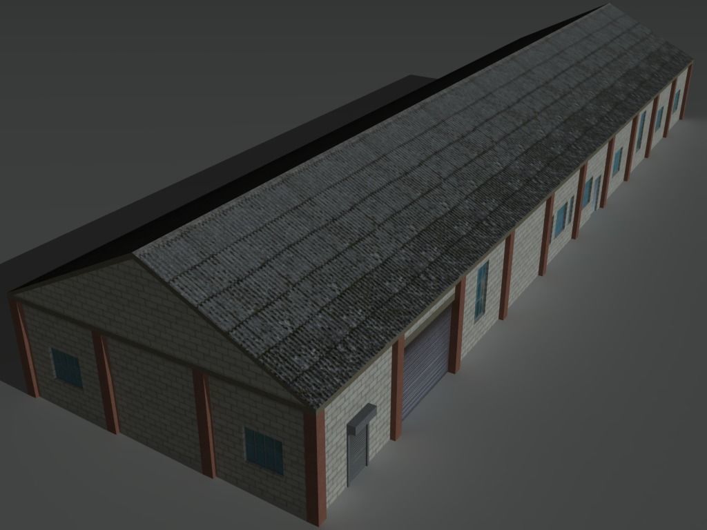 Factory Building Set 8 Low-poly 3D model_4