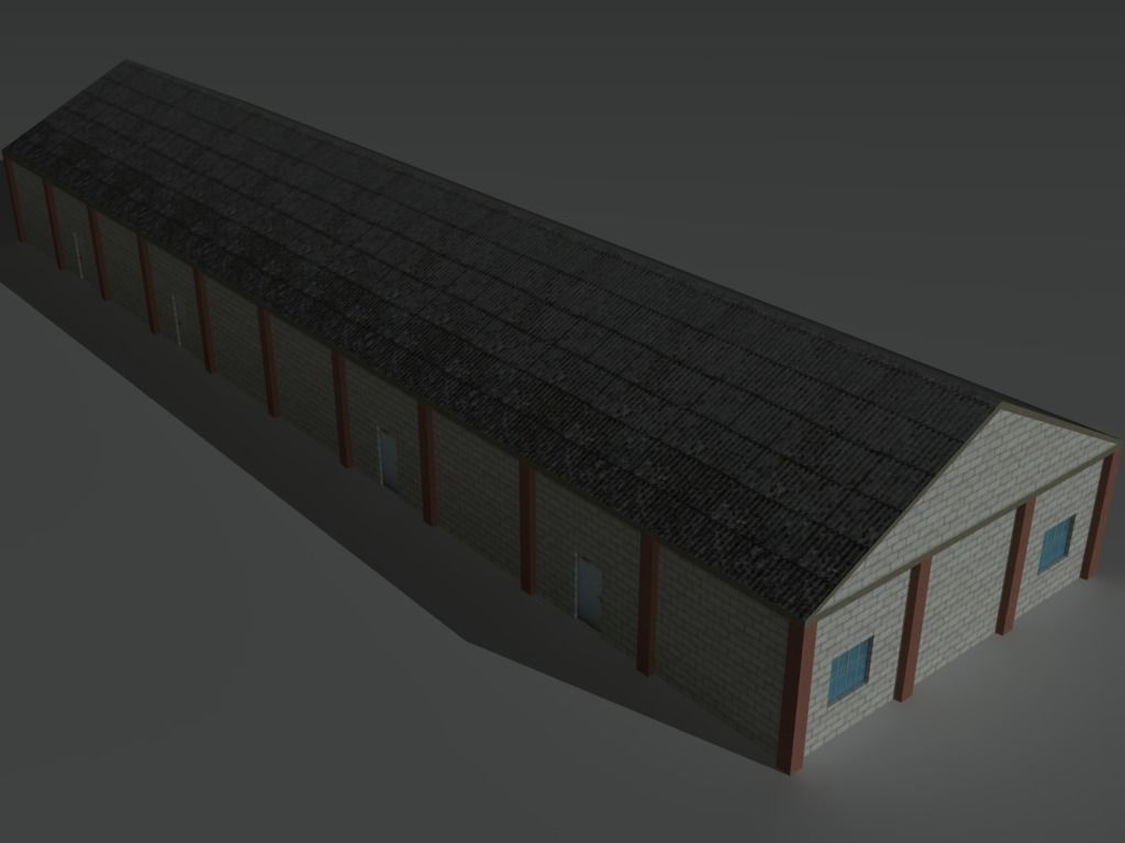 Factory Building Set 8 Low-poly 3D model_3