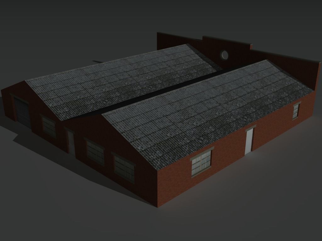 Factory Building Set 8 Low-poly 3D model_13