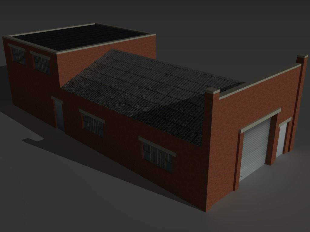Factory Building Set 8 Low-poly 3D model_19