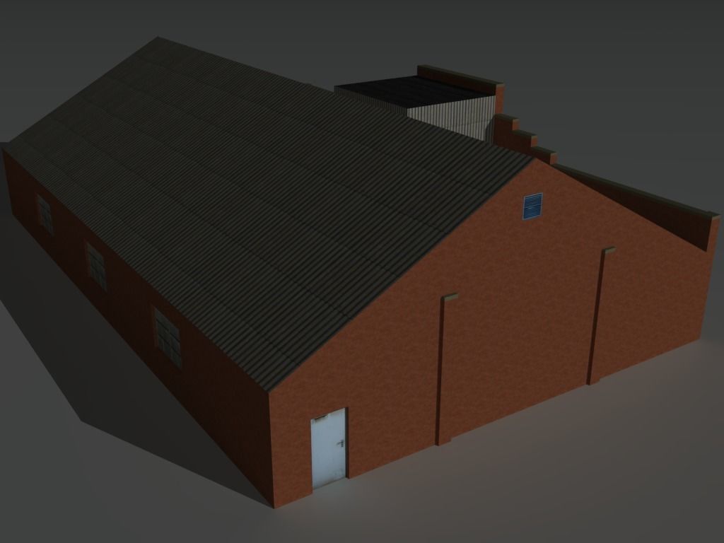 Factory Building Set 8 Low-poly 3D model_8