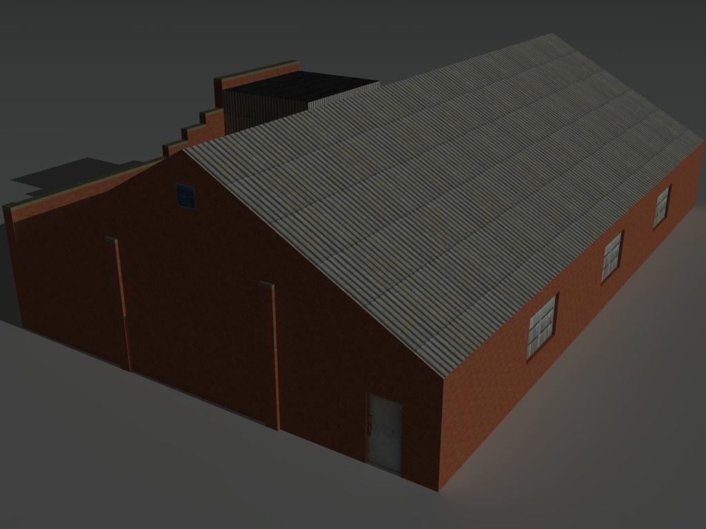 Factory Building Set 8 Low-poly 3D model_7