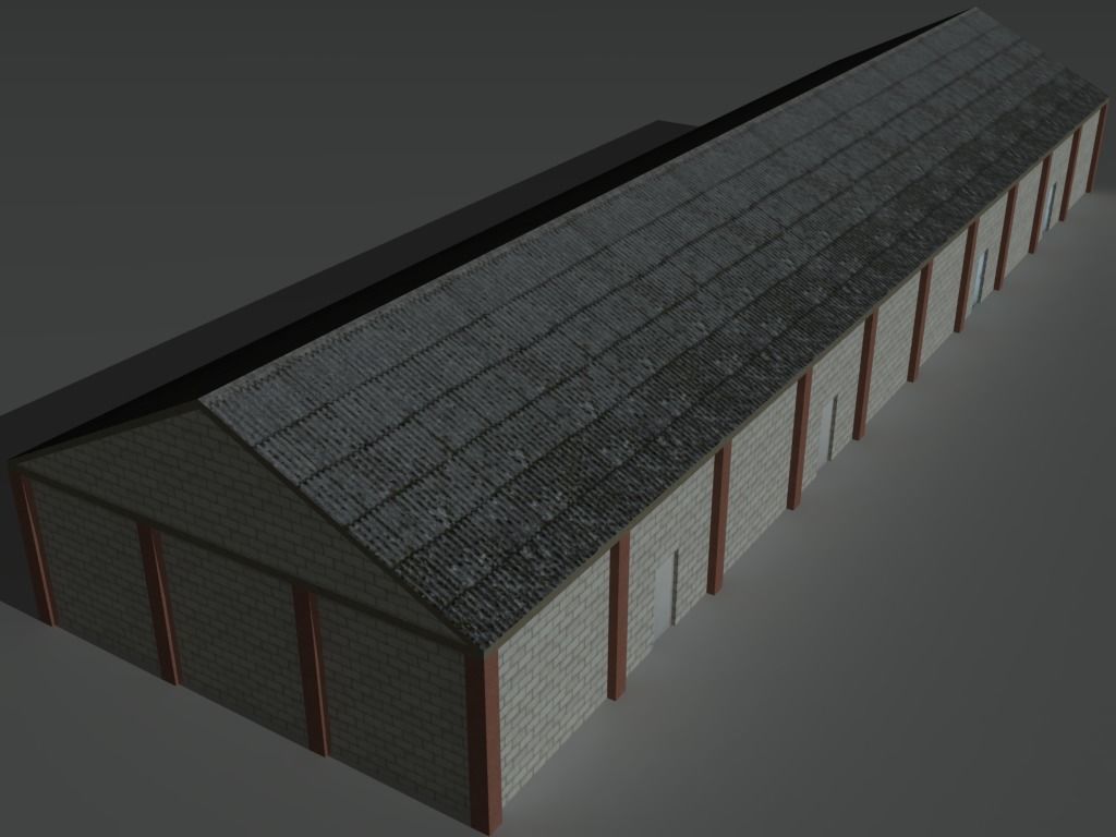 Factory Building Set 8 Low-poly 3D model_2