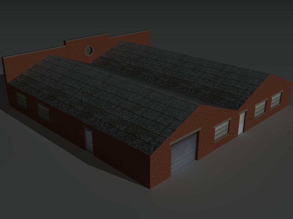 Factory Building Set 8 Low-poly 3D model_12