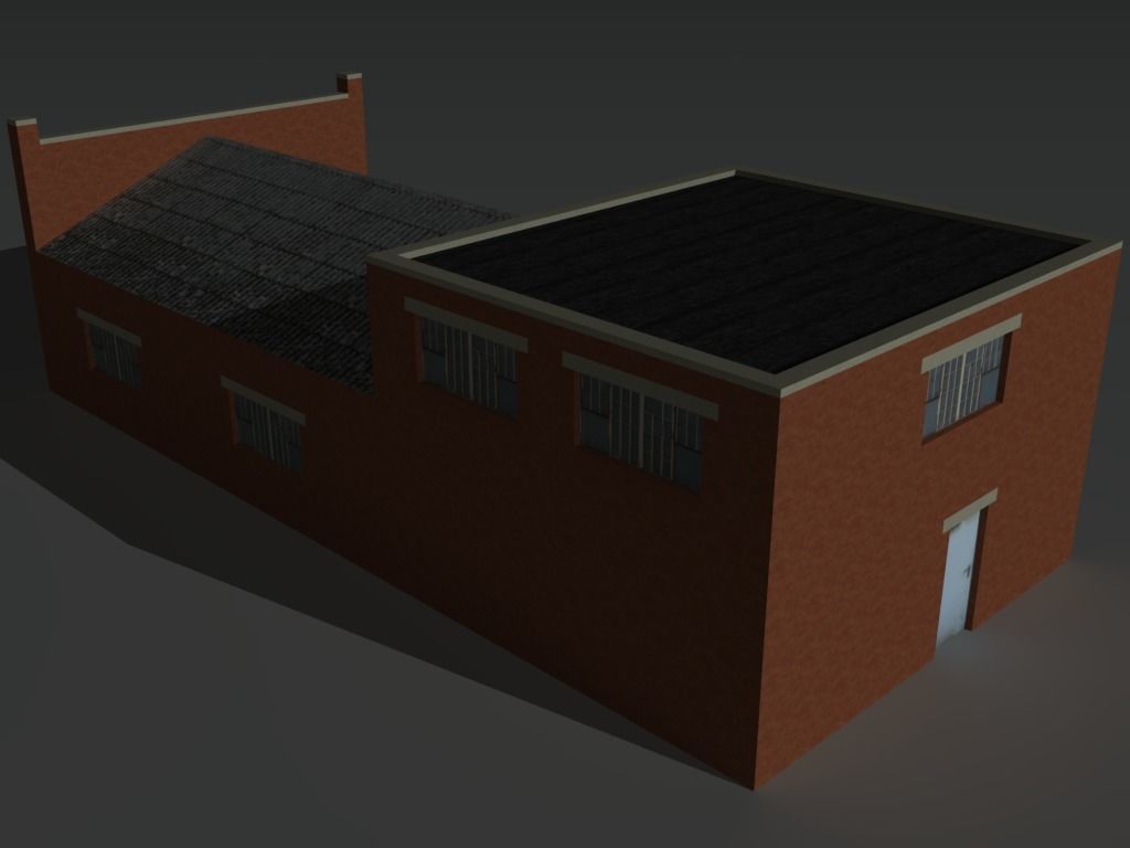 Factory Building Set 8 Low-poly 3D model_17