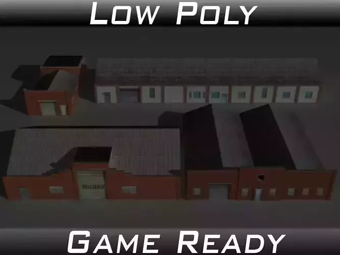 Factory Building Set 8 Low-poly 3D model