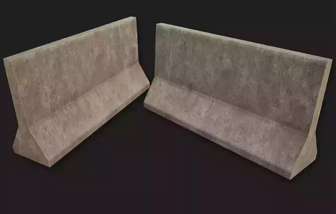 Concrete Barrier Low-Poly - PBR  Game-Ready Low-poly 3D model