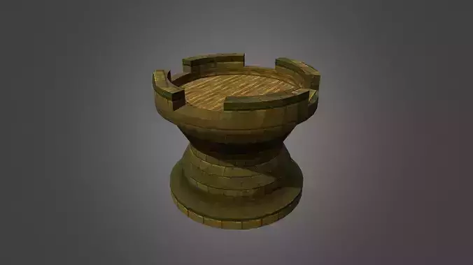 Tower wooden chess piece Low-poly 3D model
