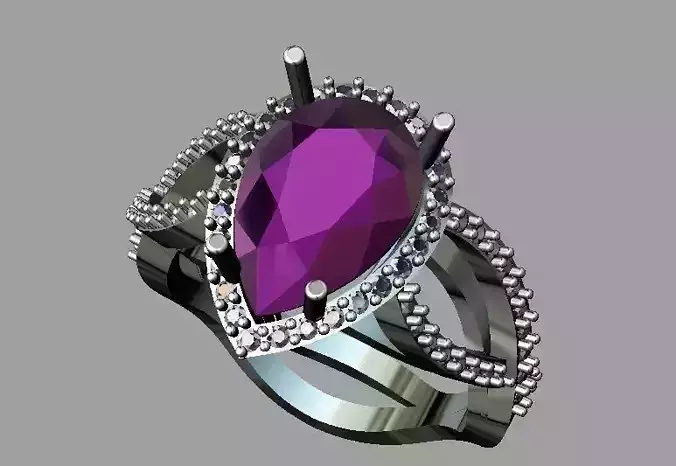 Amethyst - diamond ring