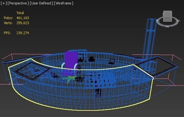 3d  mall reception desk  model  3D model_4
