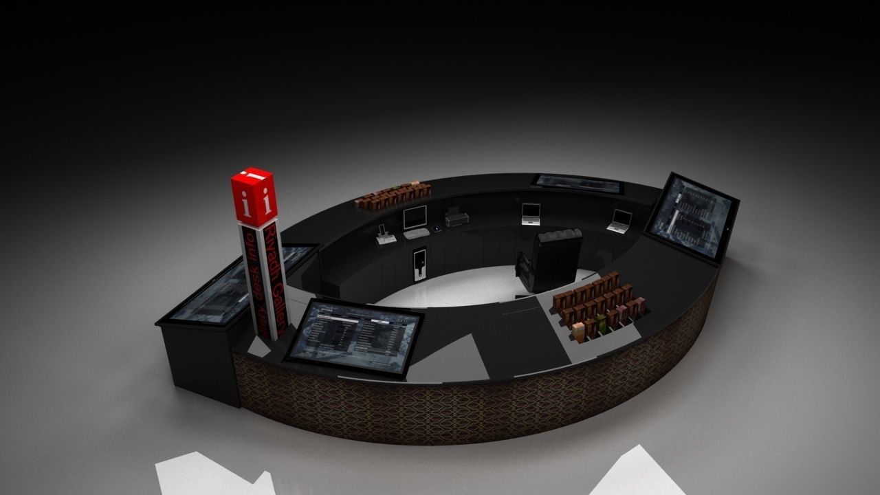 3d  mall reception desk  model  3D model_1
