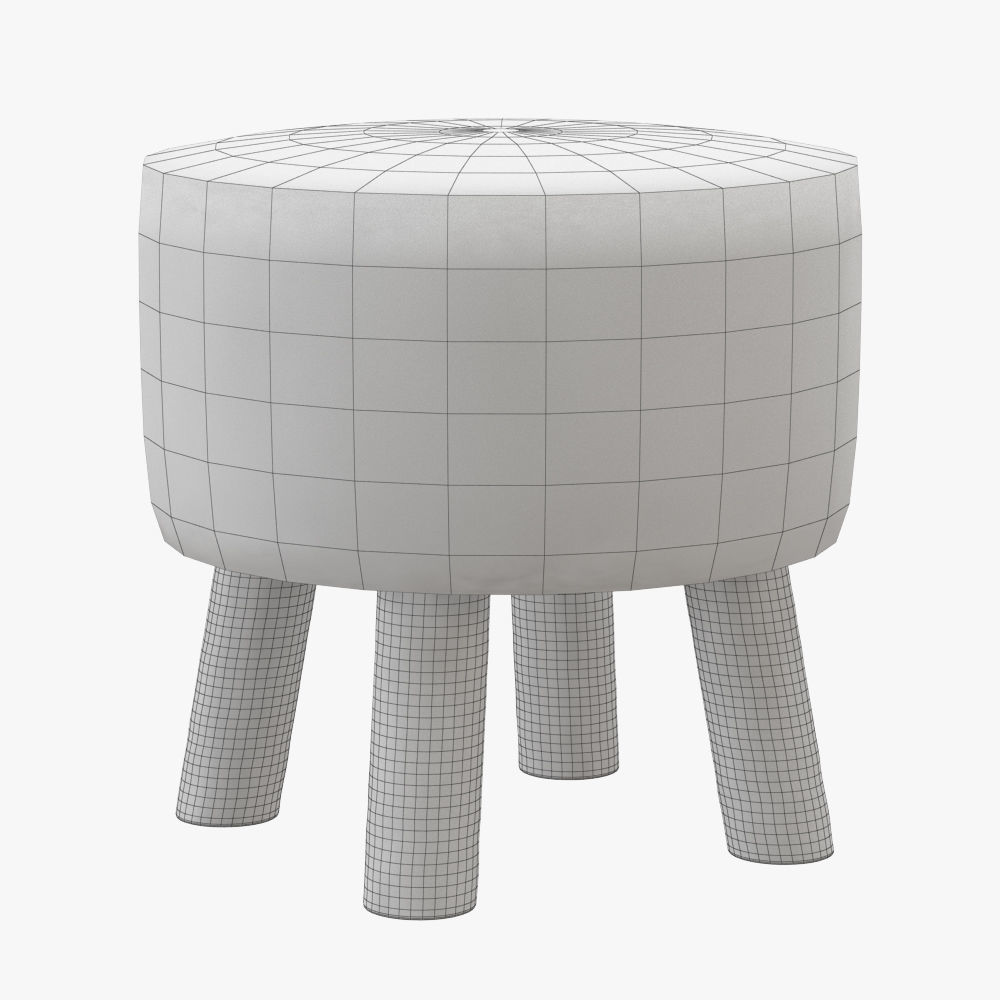 Luxury Gotland sheepskin stool 3D model_4