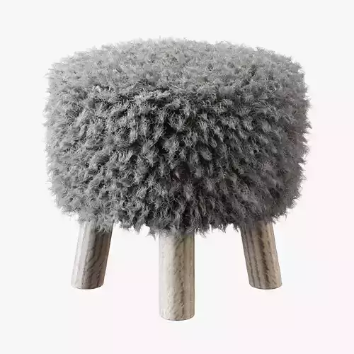 Luxury Gotland sheepskin stool 3D model