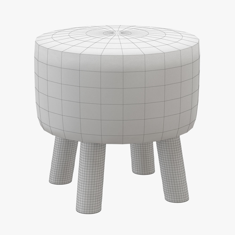 Luxury Gotland sheepskin stool 3D model_3