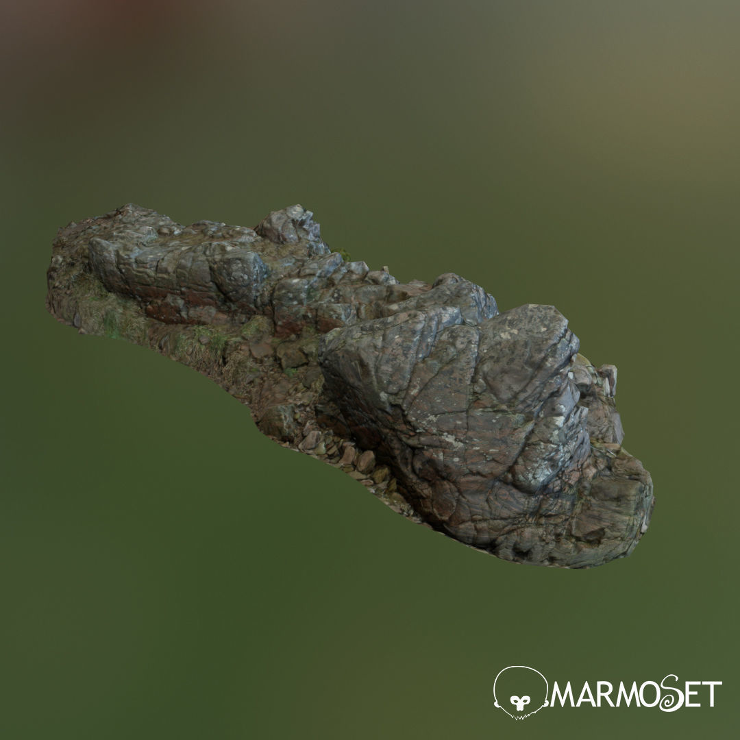 3d scanned rock cliff A Low-poly 3D model_4