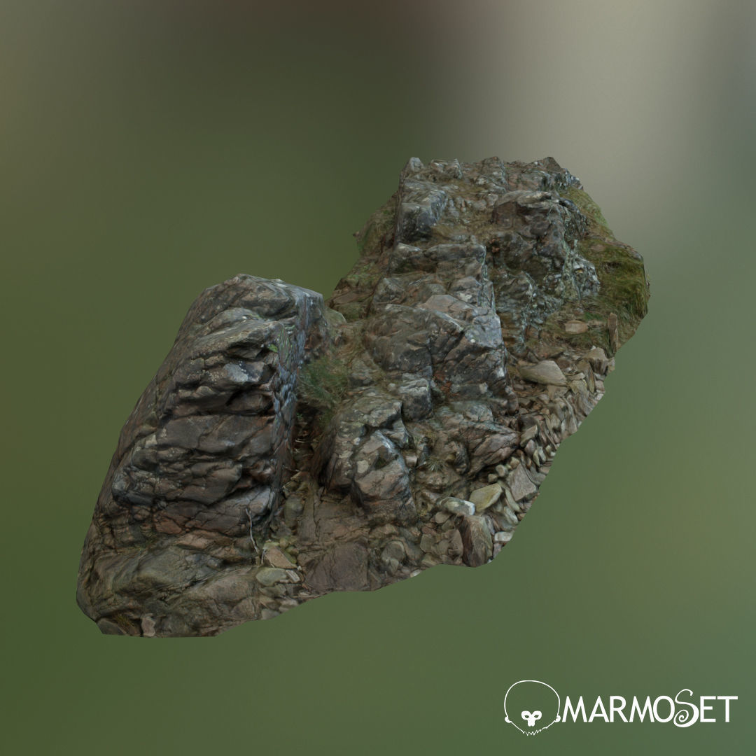 3d scanned rock cliff A Low-poly 3D model_5