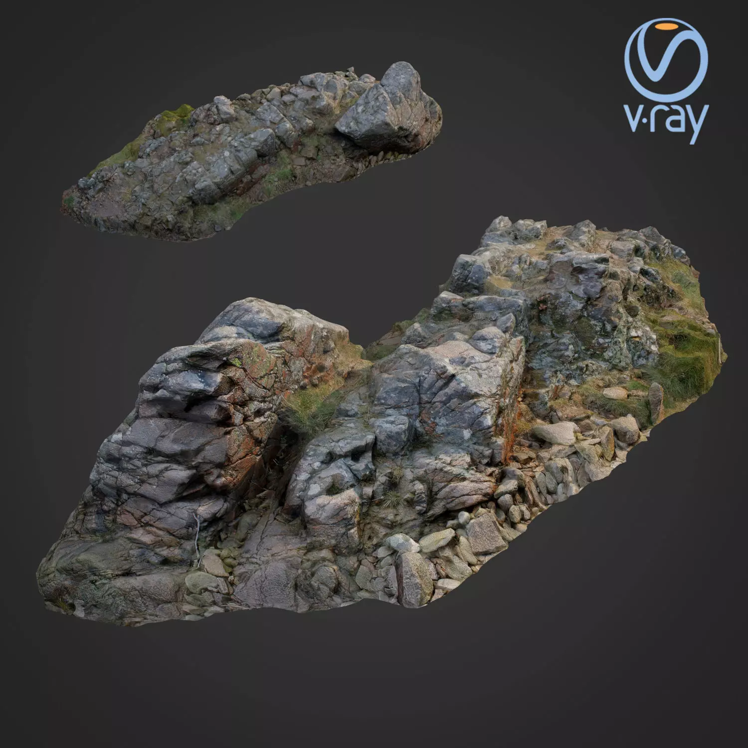 3d scanned rock cliff A Low-poly 3D model_0