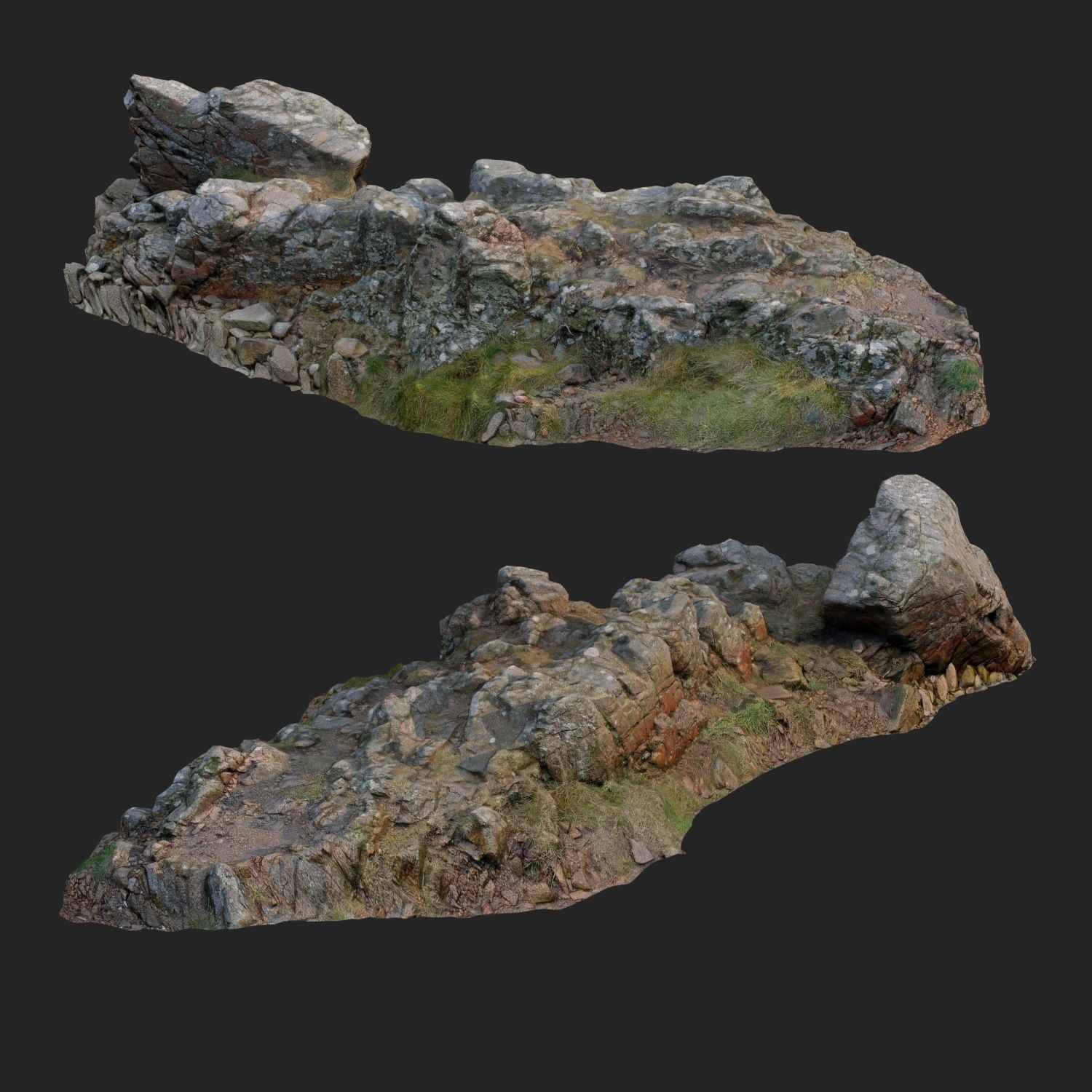 3d scanned rock cliff A Low-poly 3D model_1