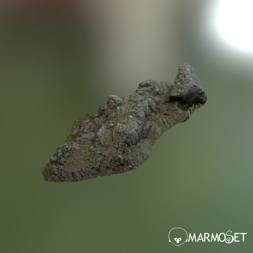 3d scanned rock cliff A Low-poly 3D model_2