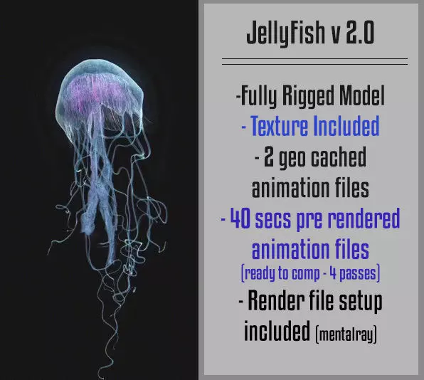 JELLYFISH v fully rigged 3D model