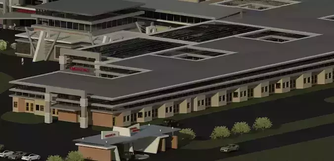 Hospital Building Low-poly 3D model