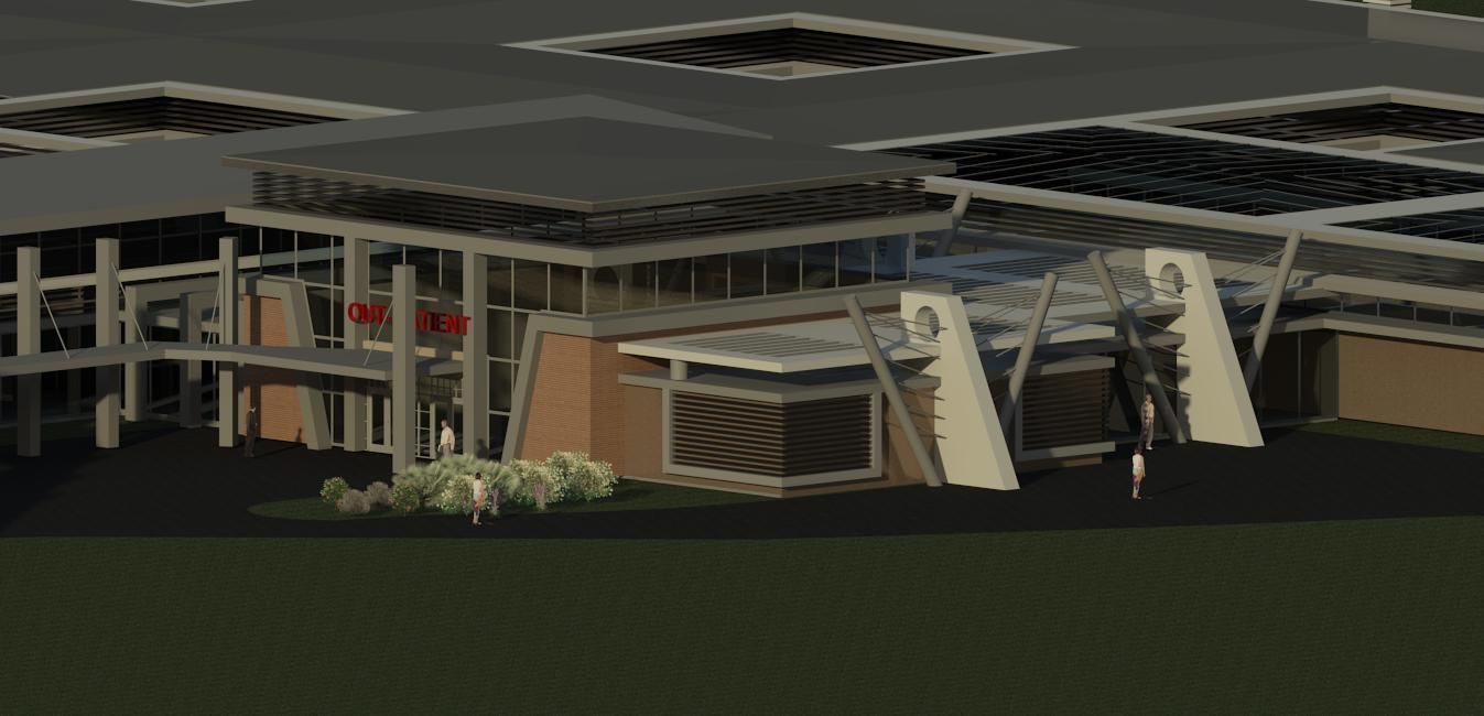 Hospital Building Low-poly 3D model_1