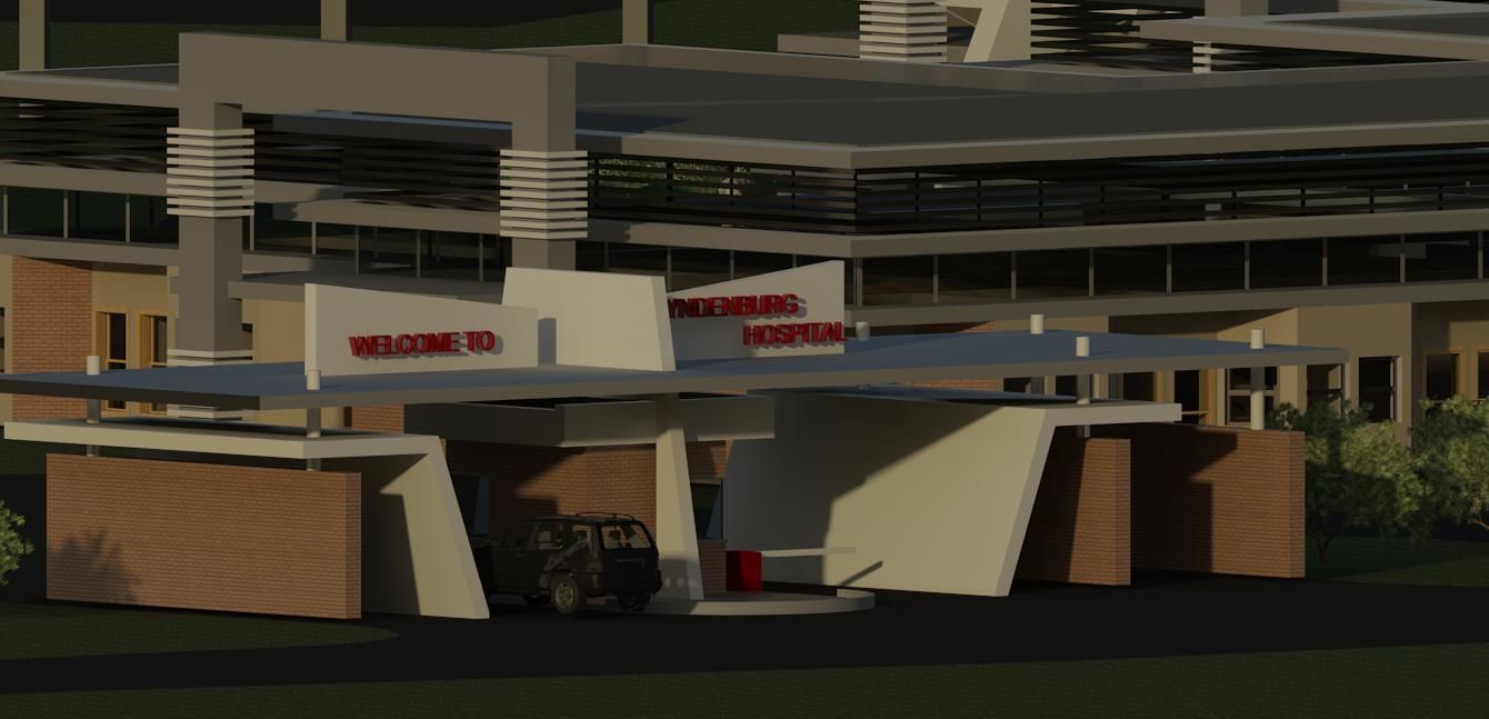 Hospital Building Low-poly 3D model_3