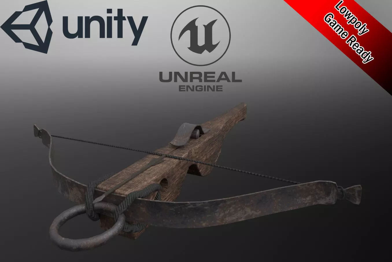 Lowpoly animated medieval crossbow with bolt game-ready Free low-poly 3D model